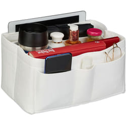 Relaxdays Organizer Borsa in Feltro, a Scomparti, Borsetta Rimovibile, Bag Donna, Misura M, Bianco
