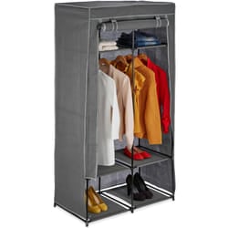 Armadio in Tessuto con 2 Aste Attaccapanni, 6 Scomparti, Pieghevole & Salvaspazio, con Cerniera, Antracite - Relaxdays