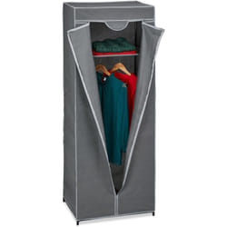 Relaxdays - Armadio in Tessuto con Asta Appendiabiti e 1 Ripiano, 157x60x45 cm, Guardaroba in Stoffa con Zip, Antracite