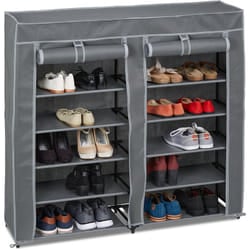 Scarpiera Salvaspazio, 12 Ripiani, 36 Scarpe, Rivestimento in Tessuto, Portascarpe, 107x115x30 cm, antracite - Relaxdays