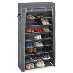 Scarpiera Salvaspazio, 9 Ripiani, 36 Scarpe, Rivestimento in Tessuto, Portascarpe, 158 x 86 x 30 cm, antracite - Relaxdays