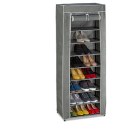 Scarpiera Salvaspazio, 9 Ripiani, 27 Paia Scarpe, Rivestimento in Tessuto, Portascarpe, da Ingresso, grigio - Relaxdays