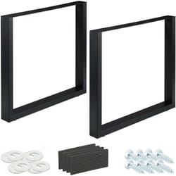 Relaxdays - Gambe da Tavolo Industrial, Set da 2, LxH: 80 x 72 cm, Piedi per Mobili, Struttura in Ferro, Tavolino, nero