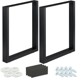 Gambe da Tavolo Industrial, Set da 2, LxH: 60 x 72 cm, Piedi per Mobili, Struttura in Ferro, Tavolino, nero - Relaxdays
