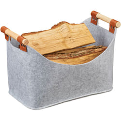 Relaxdays - Borsa in Feltro, Cesta Ripiegabile Portariviste o Portalegna, Cesto con Manici hlp: 27x40x22 cm, Grigio Chiaro