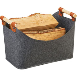 Relaxdays - Borsa in Feltro, Cesta Ripiegabile Portariviste o Portalegna, Cesto con Manici hlp: 27x40x22 cm, Grigio Scuro