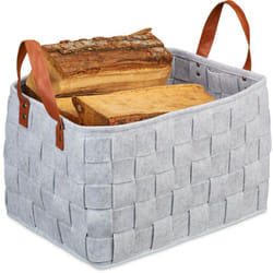Relaxdays - Borsa in Feltro, Cesta Ripiegabile Portariviste, Cesto con Manici HxLxP: 26 x 40 x 30 cm, grigio chiaro