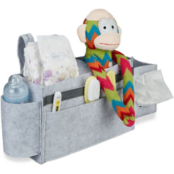 Relaxdays - Tasca Portaoggetti da Letto, 8 Scomparti per Accessori Bambini & Anziani, Organizer da Appendere,Grigio Chiaro