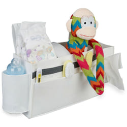 Relaxdays - Tasca Portaoggetti da Letto, 8 Scomparti per Accessori Bambini & Anziani, Organizer da Appendere, Box Bianco