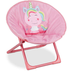 Relaxdays - Moon Chair, Sedia Pieghevole Ultraleggera per Bambini e Bambine, Interni e Esterni, Poltroncina, unicorno rosa