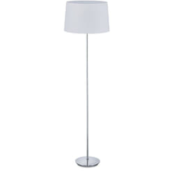 Relaxdays - Lampada da Terra con Paralume, Stelo Cromato, Attacco E27, ø 40 cm, Piantana da Pavimento, 148,5 cm, Bianco