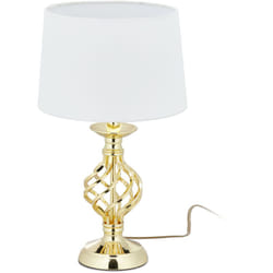 Relaxdays - Abat Jour Touch Moderna, Dimmerabile su 3 Livelli di Luce, E14, Lampada da Tavolo per il Salotto, Oro/Bianco