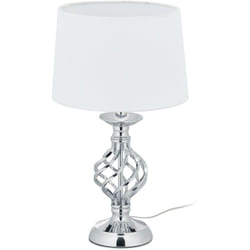 Relaxdays - Abat Jour Touch Moderna, Dimmerabile su 3 Livelli di Luce, E14, Lampada da Tavolo per Salotto, Argento/Bianco