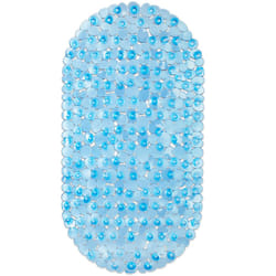 Relaxdays - Tappetino per Vasca da Bagno, Effetto Pietre, LxP: 68x35,5 cm, Antiscivolo con Ventose, Lavabile, Blu