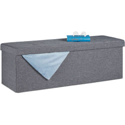 Relaxdays - Cassapanca Contenitore 130L, Capiente Panca Imbottita, Pouf Pieghevole con Separatori, Ingresso, Grigio Scuro