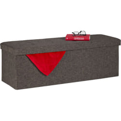 Relaxdays - Cassapanca Contenitore 130L, Capiente Panca Imbottita, Pouf Pieghevole con Separatori, Ingresso,Marrone-Grigio