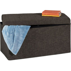 Relaxdays - Cassapanca Contenitore , Capiente Panca Imbottita, Pieghevole con Separatore, 84 l, Ingresso, marrone-grigio