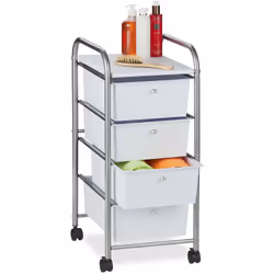 Con questo mobiletto vi assicurerete un pratico aiutante per tutta la casa.Il carrellino ha 4 cassettini e un ripiano aperto ...