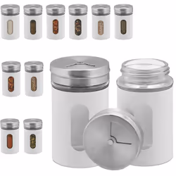 Con i barattoli portaspezie metterete fine al caos in cucina! In pratico set da 12 per un look uniforme nell’armadio. Tieni s ...