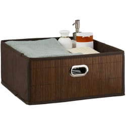 Relaxdays - Contenitore Portaoggetti in Bambù, Scatola da Bagno Quadrata, Misure hlp 14 x 31 x 31 cm, Pieghevole, Marrone