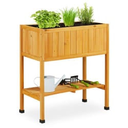 Relaxdays - Aiuola Rialzata in Legno, Fioriera per Balcone e Terrazza, 80,5x74x38 cm, con Rivestimento per Posa, Arancione