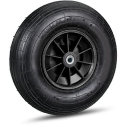 Ruota per Carriola 4.00-6, Cerchione in Plastica, ad Aria, 3 Adattatori, Pneumatico di Scorta, Nero - Relaxdays
