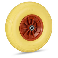 Relaxdays Ruota per Carriola 4.00-6, Gomma Piena e Cerchione in Plastica, 3 Adattatori, Max 100 kg, in Giallo Rosso