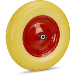 Relaxdays Ruota per Carriola 4.80 4.00-8, Gomma Piena e Cerchione in Acciaio, 3 Adattatori, Max 100 kg, Giallo/Rosso