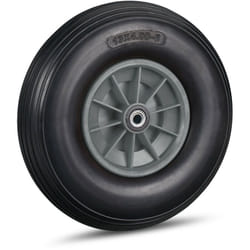 Ruota per Carriola 4.00-6, Gomma Piena e Cerchione in Plastica, 3 Adattatori, Max 100 kg, in Nero Grigio - Relaxdays