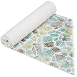 Tappeto da Cucina, Runner Passatoia, pvc Antiscivolo, Tappetino da Tagliare, Bagno & Piscina,65x300,Blu/Bianco - Relaxdays