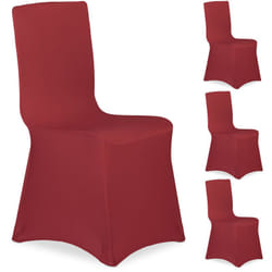 Fodera Coprisedia, Set 4 Rivestimenti, Schienale, Copertura Universale, Arredamento, Decorazioni, Rosso Scuro - Relaxdays