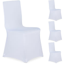Fodera Coprisedia, Set da 4 Rivestimenti, Schienale, Copertura Universale, Arredamento, Decorazioni, Bianco - Relaxdays