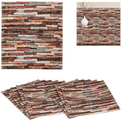 Relaxdays - Carta da Parati, Set da 10 Pannelli Autoadesivi 3D da Ritagliare, 77x70 cm, Aspetto Mattone, Adesiva, Colorata