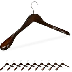 Grucce Appendiabiti in Set da 10, Spalle Larghe, Gancio Girevole a 360°, per Giacche, in Legno, Marrone Scuro - Relaxdays