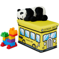 Relaxdays - Baule Portagiochi, Ceste Portaoggetti, Contenitore con Coperchio Imbottito, Bambini, 27 x 40 x 25 cm, Giallo