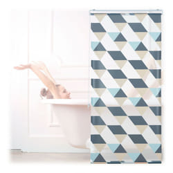 Relaxdays - Tenda da Doccia, 80x240, Design Triangoli Moderno, Rullo Flessibile, Vasca da Bagno & Finestra, Multicolore