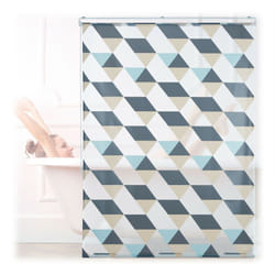 Relaxdays - Tenda da Doccia, 120x240, Design Triangoli Moderno, Rullo Flessibile, Vasca da Bagno & Finestra, Multicolore