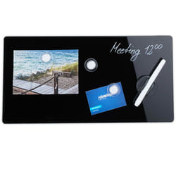 Relaxdays - Lavagna Magnetica in Vetro, Scrivibile, Bacheca da Parete, 3 Calamite, Pennarello, HxL: 20 x 40 cm ca., Nera
