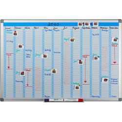 Relaxdays - Whiteboard Planner, Mensile, Lavagna Magnetica, Cancellabile, Bacheca, Portapennarelli, 60 x 90 cm, Bianca