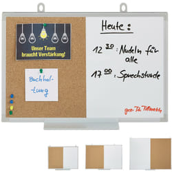 Relaxdays - Lavagna Combinata 2in1, White & Cork Board, Cornice in Alluminio, Porta Pennarelli, 30 x 45, Bianco/Naturale