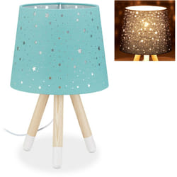 Relaxdays - Lampada da Tavolo, Bambini e Bambine, Attacco E14, Paralume Rotondo, Altezza 40 cm, Abatjour, Verde Menta