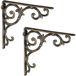 Relaxdays - Staffe per Mensole, Set da 2 Supporti dal Design Barocco, Reggimensola Angolari per Scaffali, Vintage, Bronzo