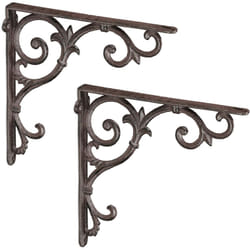 Relaxdays - Staffe per Mensole, Set da 2 Supporti dal Design Barocco, Reggimensola Angolari per Scaffali, Vintage, Marrone