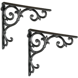 Relaxdays - Staffe per Mensole, Set da 2 Supporti dal Design Barocco, Reggimensola Angolari per Scaffali, Vintage, Nero