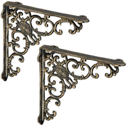 Relaxdays - Staffe per Mensole, Set da 2 Supporti dal Design Barocco, Reggimensola Angolari per Scaffali, Vintage, Bronzo
