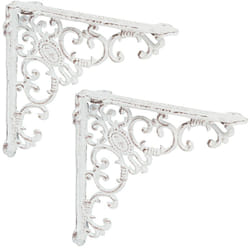 Relaxdays Staffe per Mensole, Set da 2 Supporti dal Design Barocco, Reggimensola Angolari per Scaffali, Vintage, Bianco