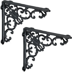 Relaxdays Staffe per Mensole, Set da 2 Supporti dal Design Barocco, Reggimensola Angolari per Scaffali, Vintage, Nero