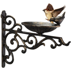 Relaxdays - Abbeveratoio, Vaschetta per Uccelli, in Ghisa, a Parete, Resistente Intemperie, Antiruggine, 24x28x14, Bronzo