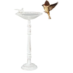 Relaxdays - Abbeveratoio, Vaschetta per Uccellini da Terra, Decorazione da Giardino, Accessori per Uccelli, 40 cm, Bianco