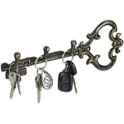 Relaxdays - Portachiavi da Muro, 3 Ganci Porta Chiavi da Parete a Forma di Chiave, Decorativo, 12,5x33x4,5 cm, Nero/Oro